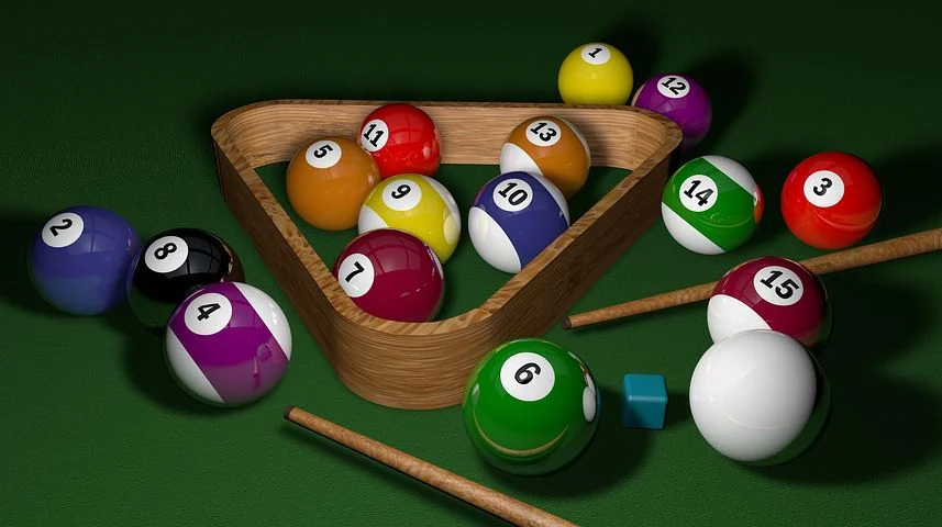 Picture of snooker balls and cues