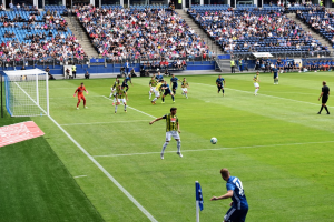 Football players in the stadium