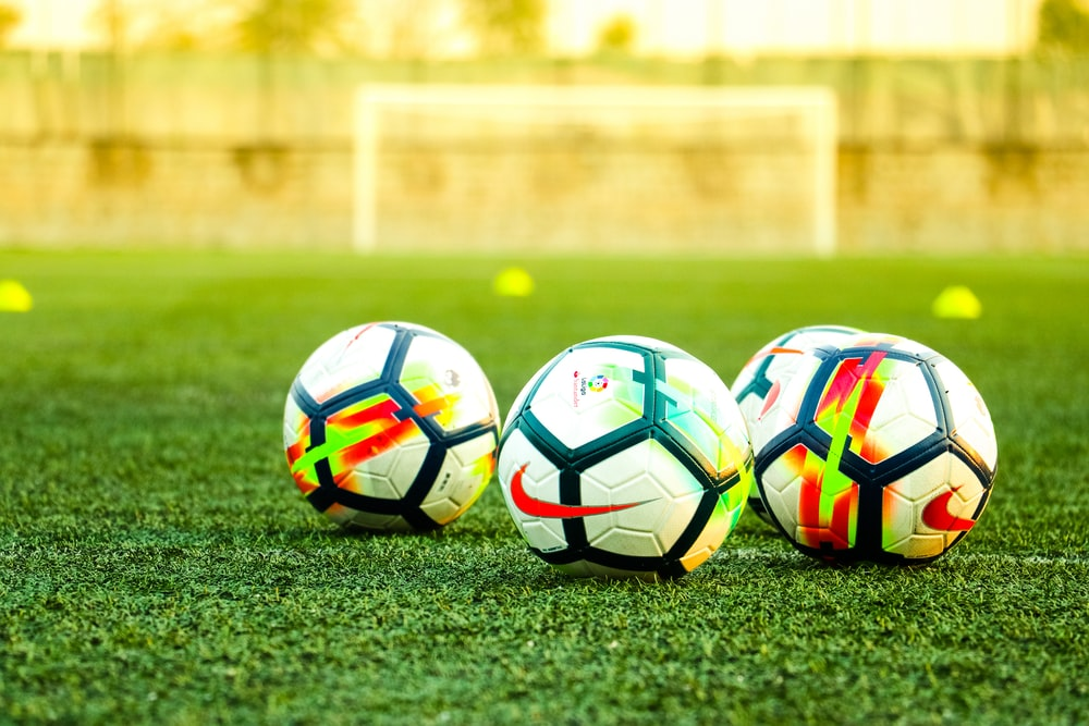Footballs in the stadium