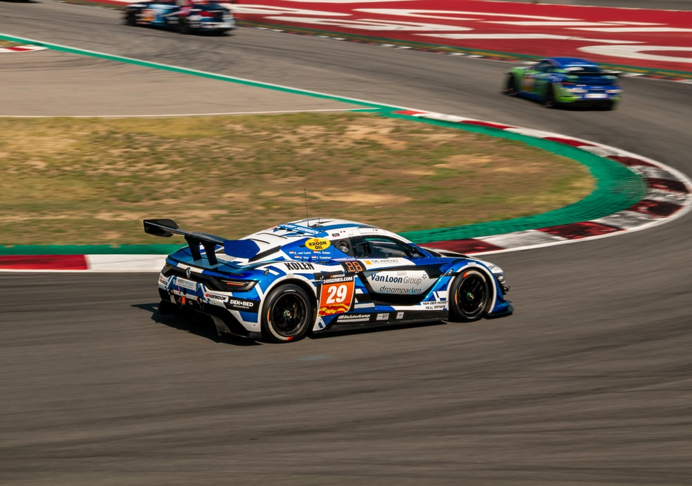 A rally car on a racetrack