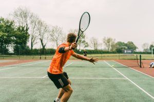 A player holding a tennis racket