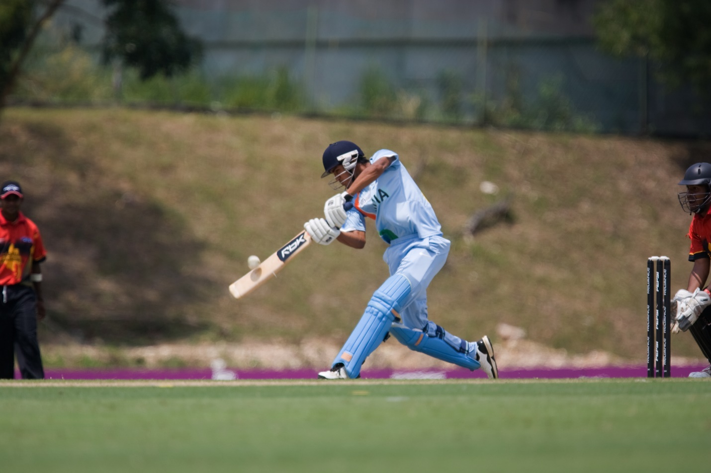 An Indian cricket batsman in action