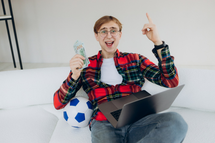 a man enjoying after winning his bet