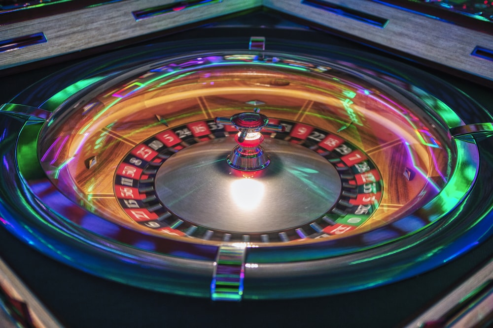 A close-up of a roulette machine