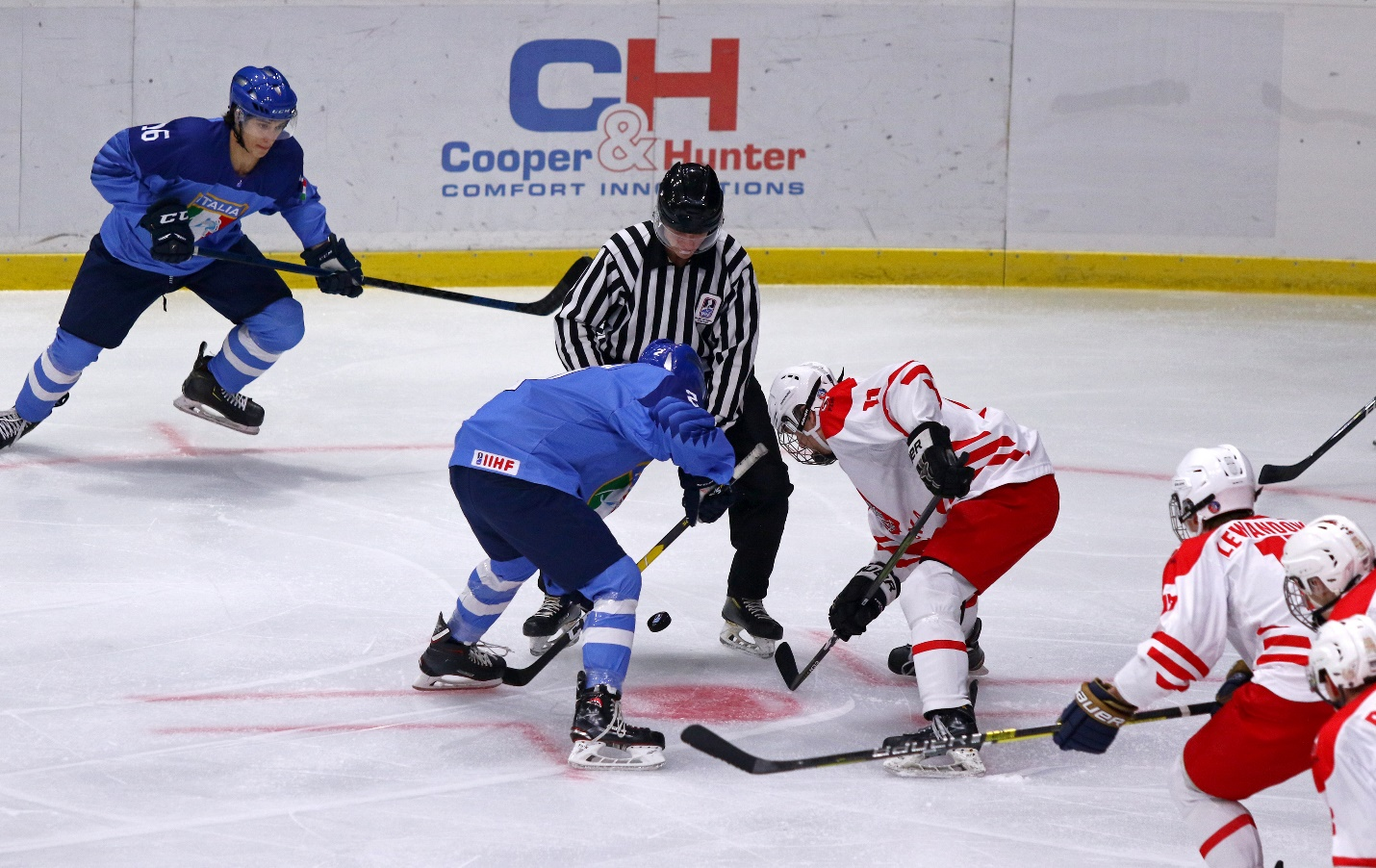 An ice hockey match in progress