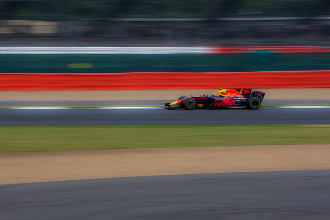 A race car speeding.