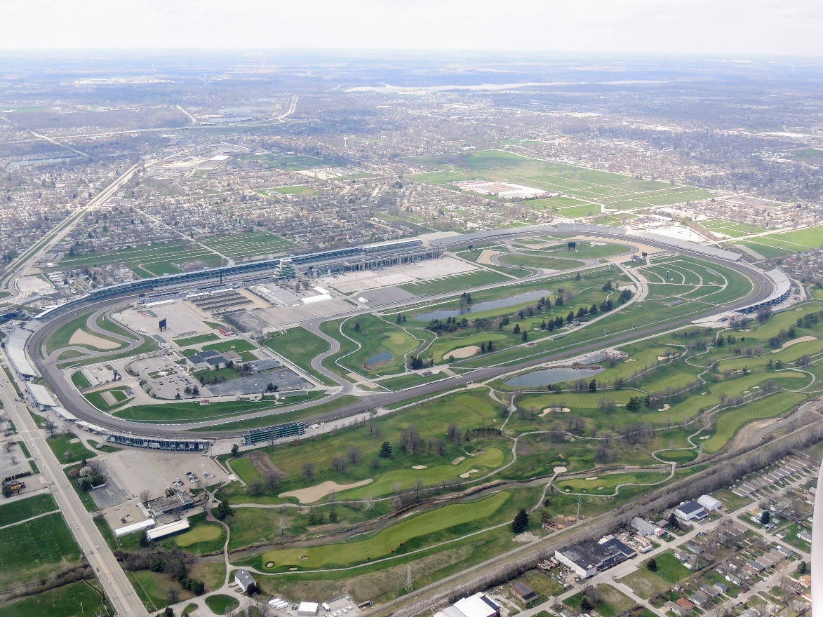 Indy 500 racecourse aerial view.