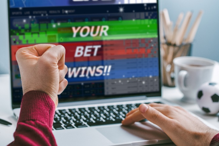A person placing a bet online 