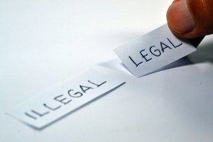 Chits with illegal and legal written over them