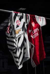 The football kits of Arsenal and Manchester United