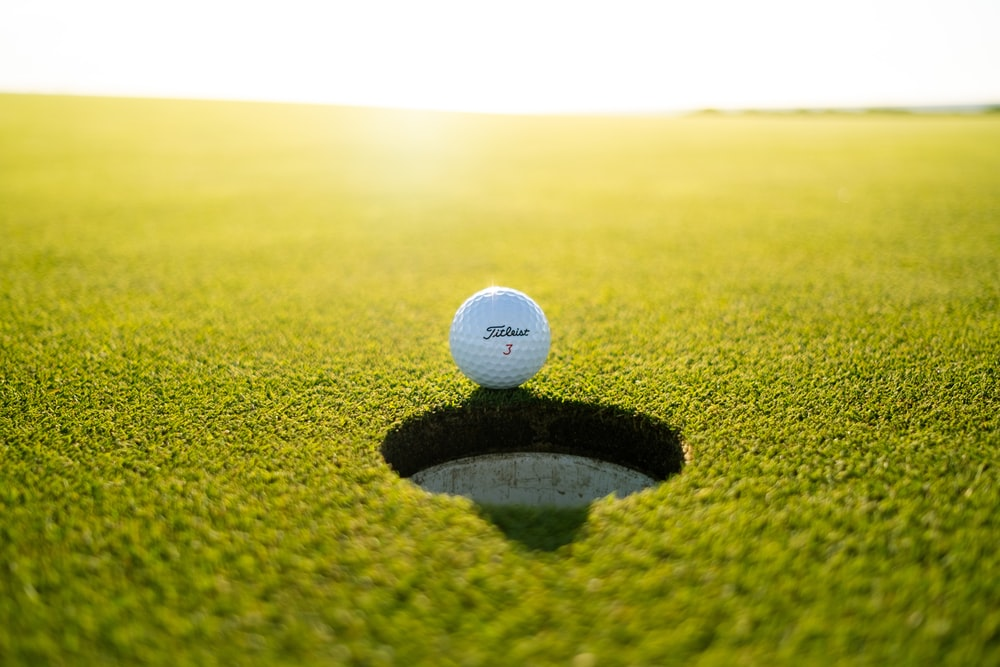  A golf ball near the hole 