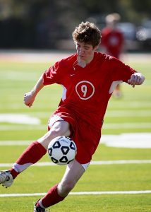 a man playing football