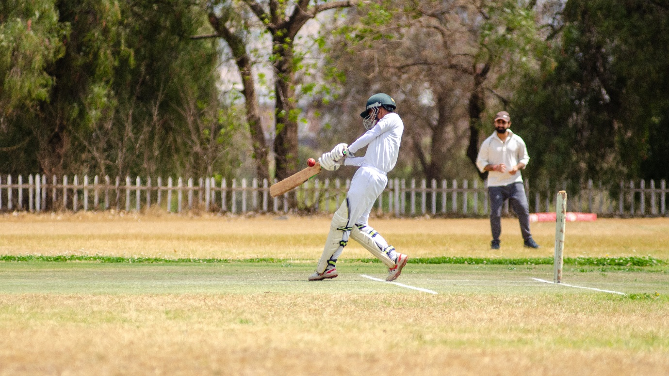 a man playing cricket