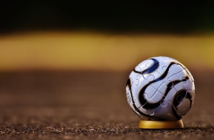 A football on the field