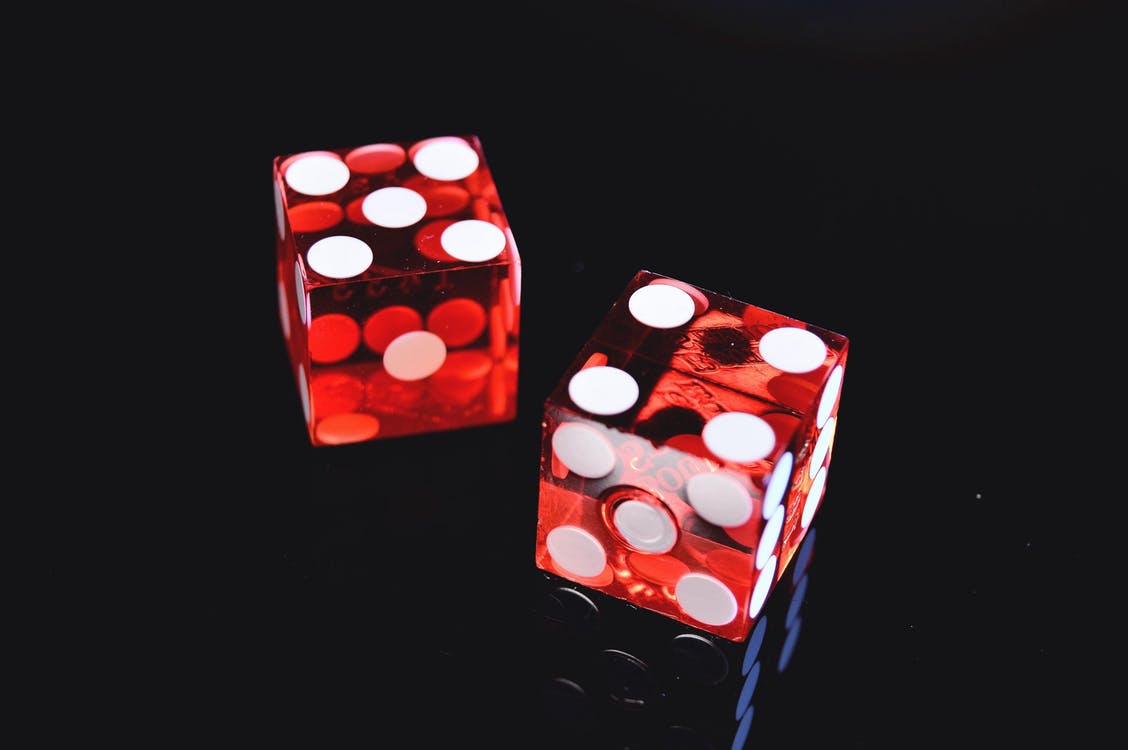 Red gambling dice
