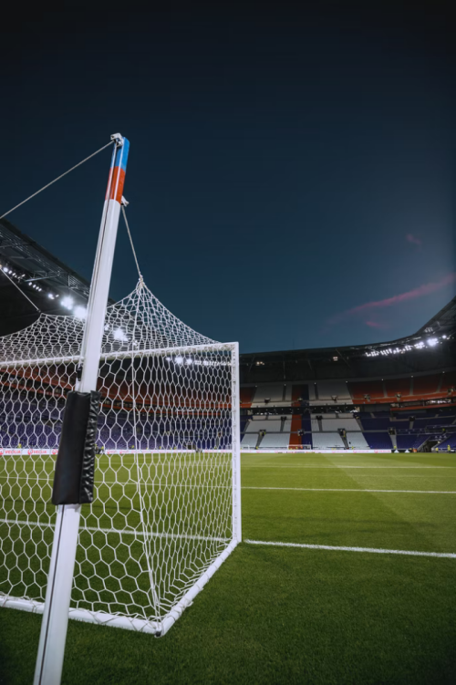 A football goal post in a stadium