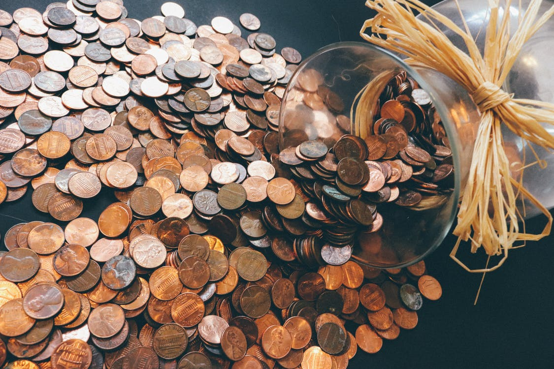 Coins in a bowl