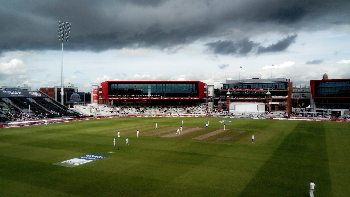 A cricket ground on an overcast day
