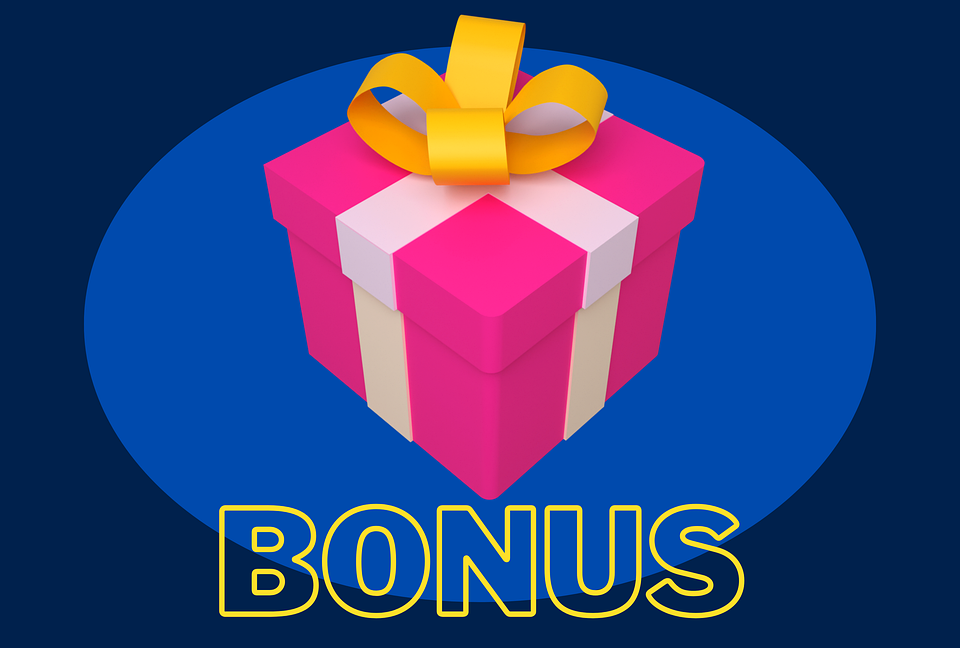A graphic of a gift box with the word ‘bonus’ written underneath