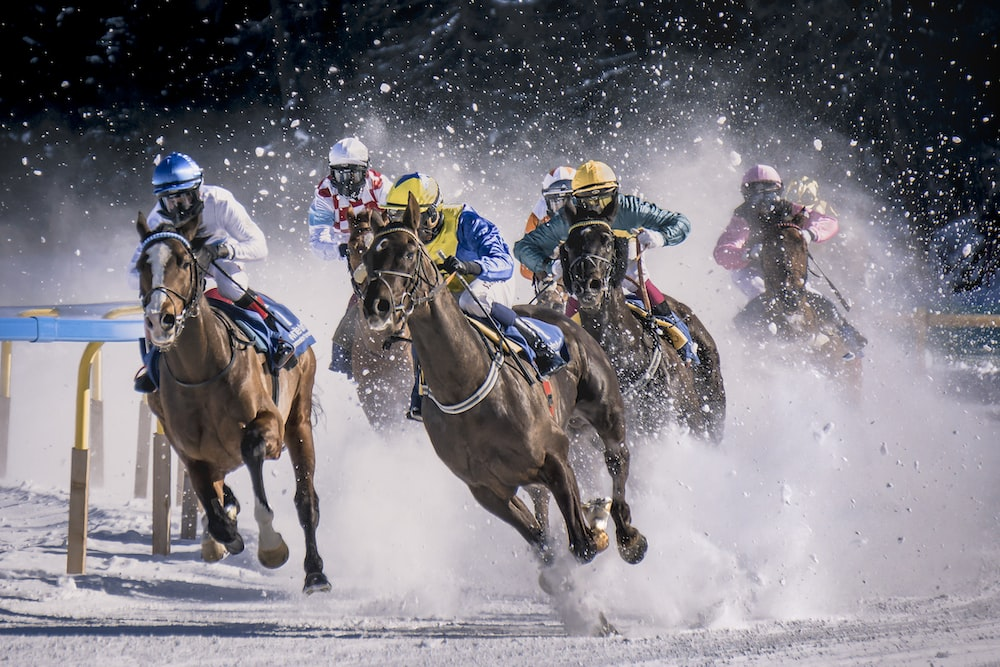 An aesthetic shot of a horse race