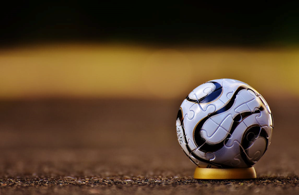 A white and black football