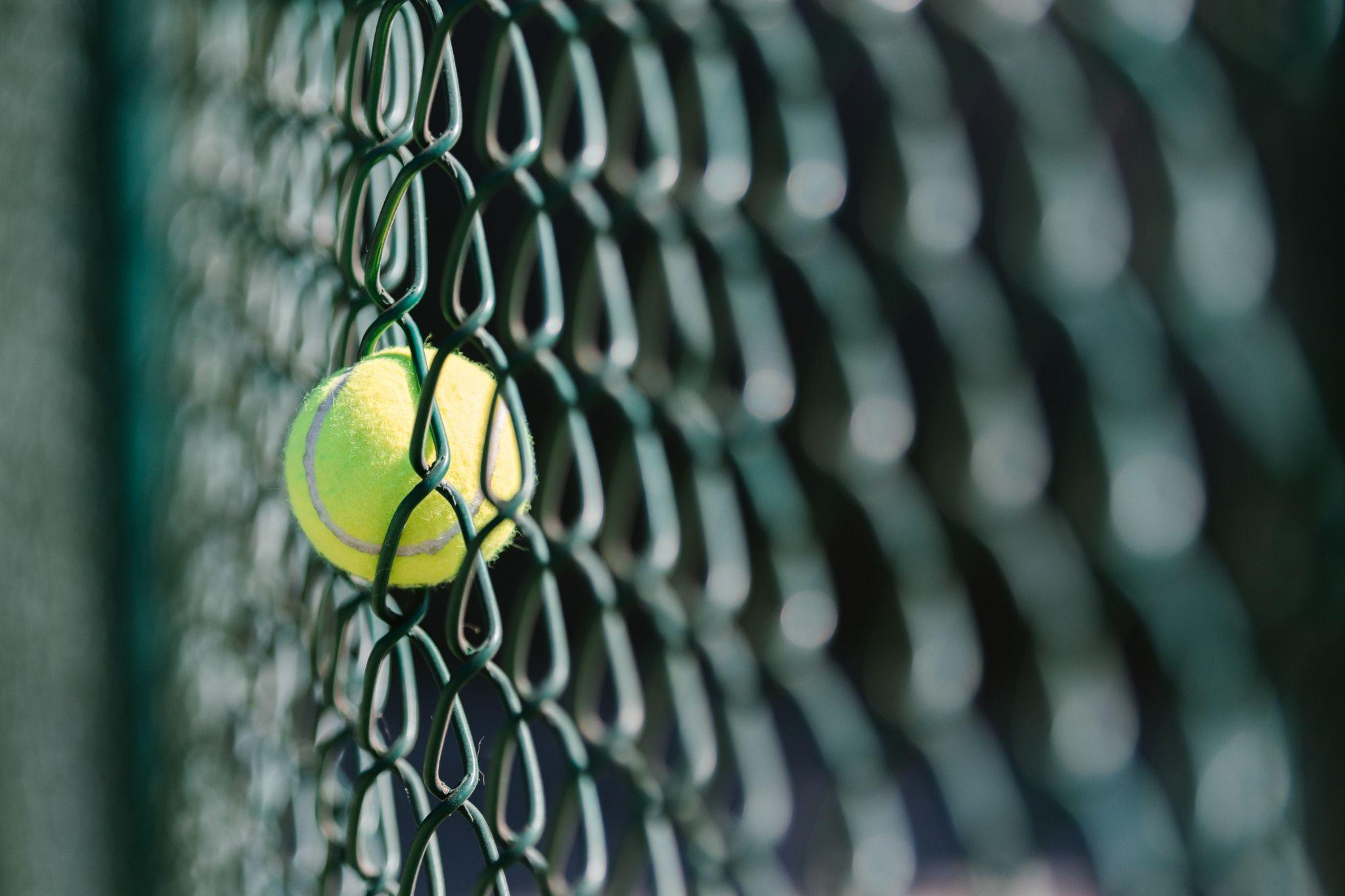 Tennis ball stuck in wire fences