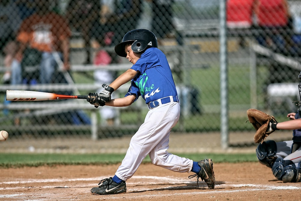 A school baseball player in action
