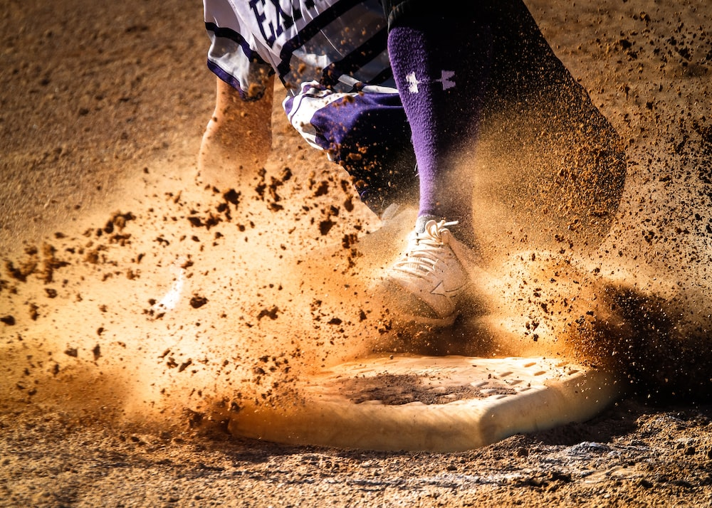 A baseball player in action