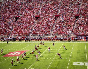 An NFL game in progress