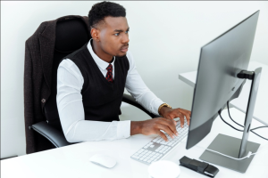 A man using a computer