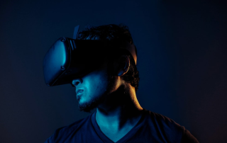 Man wearing virtual reality headset